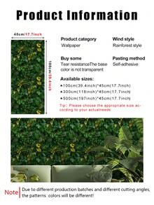 1卷自粘防水加厚植物图案壁纸，适用于家居装饰，可装饰客厅和卧室墙面，有三种尺寸可选，翻新贴纸，可剥离墙板，壁纸，墙面装饰，让您的家焕然一新，装饰贴纸，适合节日和营造氛围。 - HCQ24480 - 查看 3