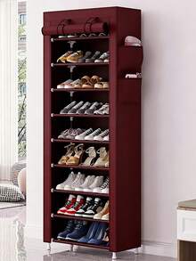 Shoe Organizer With 9 Compartments, Metal - Red - View 2