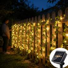 1PC, Solar Powered 90LED Ivy Vine String Lights 8 Lighting Modes Twinkle Icicle Christmas Fairy Waterfall Curtain Lights For Window Eaves Outdoor Indoor Yard Garden Wedding Party Christmas New Year Halloween Valentine Decor 10m/32.8ft (Battery Included) For Wedding Party Christmas New Year Halloween Valentine Garden Yard Patio Fence Balcony Porch Wall Home Bedroom Fireplace Indoor Outdoor Decoration - LED String Light - View 1