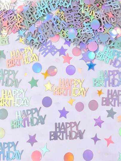 100pcs/200pcs Colorful Laser Stars And Round Sequins. Sprinkle Confetti For A Fun Birthday Party. Disco-Themed With Colored Confetti. Confetti Decorations For Birthday Party Tables. Shimmering Rainbow And Silver Birthday Wishes. Star And Dot Accents. Sprinkle Confetti On Birthday Cake Tables. Colorful Birthday Decorations. Suitable For Various Birthday Party Styles, Pink Birthday Party, Disco Birthday Party.