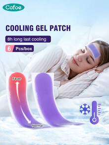 Cofoe 6片裝變色發燒冷敷凝膠貼，感溫額頭冷敷貼，物理冷敷凝膠貼，適用於居家、旅行與家庭使用 - 1個/袋 - 查看 1
