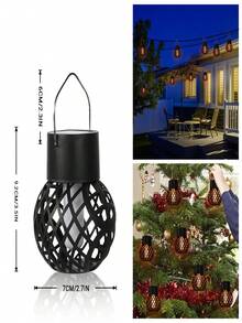 4pcs Solar Powered Flame Effect Hanging Lights, Waterproof Outdoor LED Fairy Lights, Balcony Garden Patio Holiday Decor Lights, Suitable For Yard Patio - Solar Flame Lantern - View 11