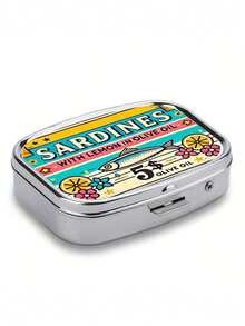 1pc Sardine Can Shaped Square Pill Box, Mini Medication Storage Box, 2-Compartment Tablet Organizer, Portable Home & Travel Use, Unique Gift Choice - Multicolor - View 6