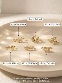 CHOSHILAR Set de 6 piezas de anillos de nariz sin perforación, diseño elegante y lujoso en tono dorado, adecuados para uso diario y fiestas - Oro 34 - Ver 3