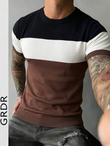 GRDR Men's Summer Round Neck Short Sleeve Knit Sweater, Suitable For Summer Outings, Essential For Fashionable Styling - Brown - View 4