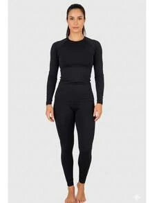 Thermal Pants And Thermal Shirt Set For Women, Base Layer, Winter, Cold Weather, UV Protection + Polyester - Black - View 3
