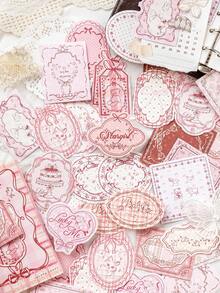 40 pièces/paquet Autocollants de bordure mignons, autocollants décoratifs vintage et créatifs, matériaux d'artisanat de décoration DIY, cadeau de vacances, fournitures scolaires personnalisées pour scrapbooking - 2. Motif à carreaux en fourrure de lapin - Voir 2