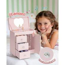 Vlando - Joyero musical para niñas regalo del día de San Valentín para niños caja de música grande con bailarina para decoración de recámara de cumpleaños regalo de joyería para niñas y niños - rosa claro - Ver 7
