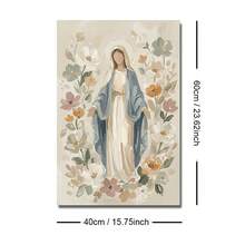 1 Stück gerahmtes/ungerahmtes Vintage Floal Gesegnete Mutter Gottes Leinwand Poster, minimalistischer Muster der Jungfrau Maria, christliche Wandkunst, Religion, katholische Taufe, Unsere Liebe Frau von Schriftrolle Gemälde für Apartment, Wohnzimmer, Schlafzimmer, moderne Heimdekoration - Poster - Übersicht 14