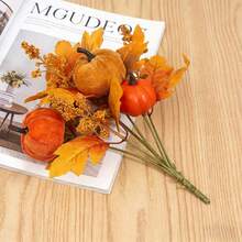 Autumn Harvest Festival Artificial Pumpkin & Maple Leaf Bouquet, Thanksgiving Fall Decor Ornament - Multicolor - View 4