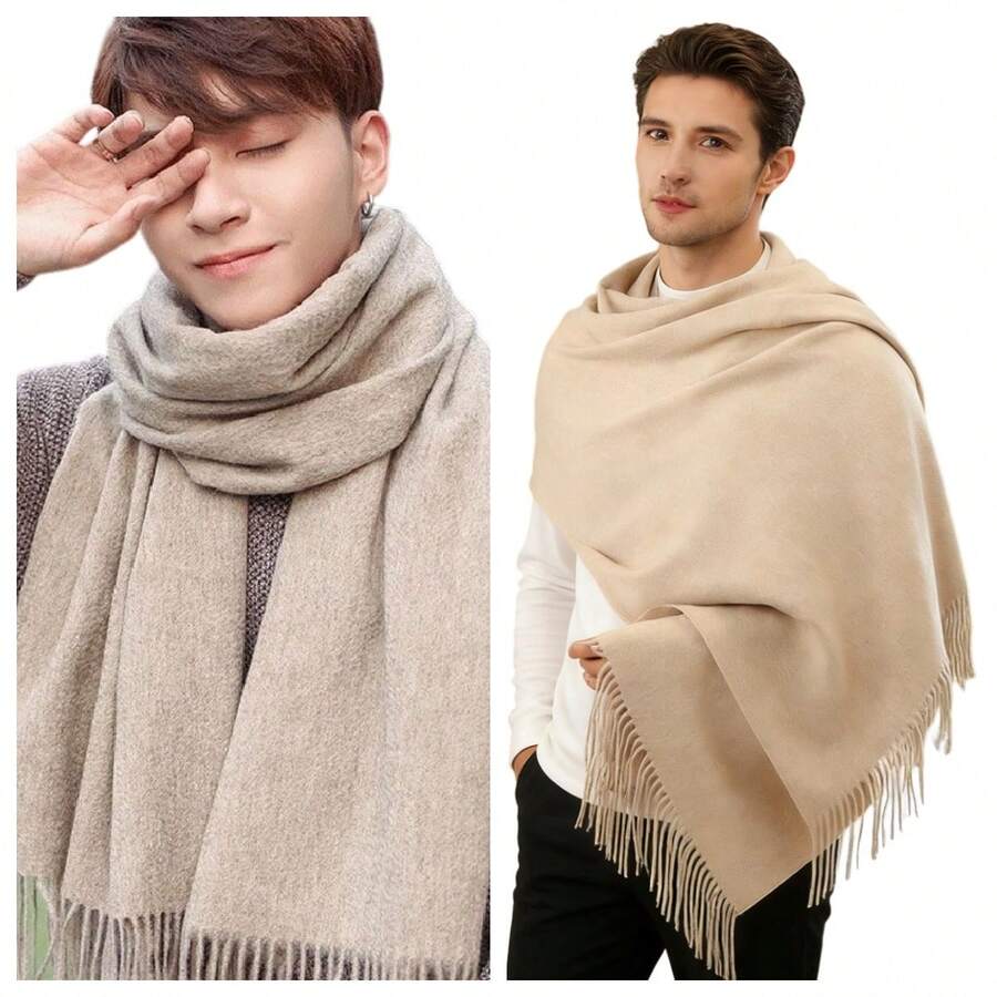 Men's Pashmina Scarf/Shawl/Long Winter Scarf - Areia Claro - View 1