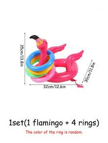 4/2/1 Set Inflatable Flamingo Pool Toss Game Rings, Flamingo Hawaiian Theme Party Decor, Hawaiian Beach Pool Game Supplies, Carnival Outdoor Hawaiian Theme Party Games For Adults And Families, Family Activity Holiday, Pool Party Supplies, Hawaiian Theme Party Supplies - Multicolor - View 8
