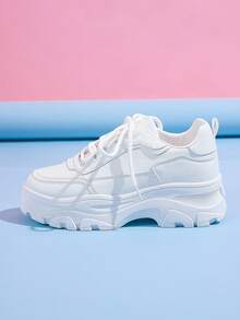 Giày thể thao đế dày tua rua màu đen dành cho nữ, giày sneaker đế xuồng màu trắng kiểu dáng thường ngày cho nữ, mùa thu và mùa xuân, giày thể thao nữ. - trắng - Xem 8