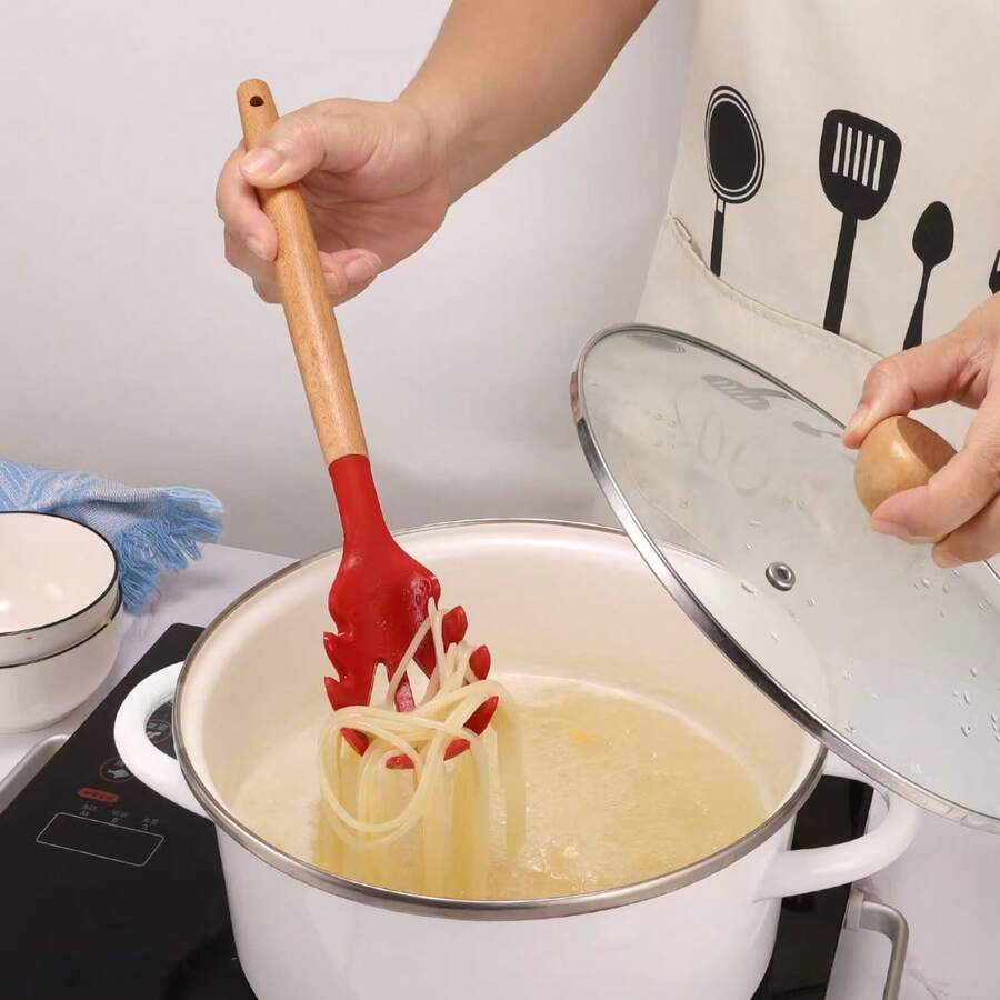 Pinzas de silicona para pasta, colador de olla, cuchara escurridora de pasta antiadherente, utensilios de cocina - Multicolor - Ver 1