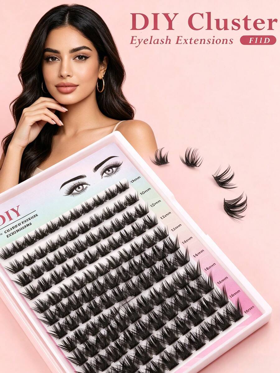 Mkhlina F11 Individual Lashes 10-16mm Natural Fluffy Curly DIY Cluster Eyelashes - F11 - View 1