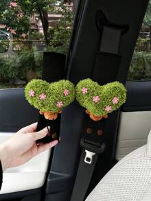1/2 chiếc Búp bê nhồi bông hình cây trái tim dễ thương mới, miếng đệm vai dây an toàn ô tô hình cây hoa hoạt hình. - Phong cách ngẫu nhiên - Xem 1