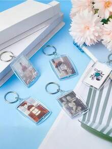 5-100 chiếc móc khóa hình trái tim chữ nhật trong suốt, khung ảnh acrylic trong suốt, móc chìa khóa tự làm, quà tặng đám cưới, sinh nhật, tiệc tùng. - nhiều màu - Xem 5