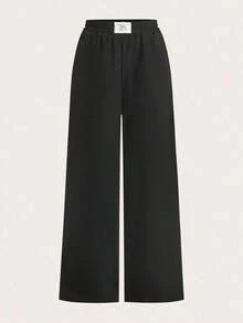 2 piezas Nuevos pantalones anchos de mujer en negro y estampado de leopardo - Multicolor 5 - Ver 5