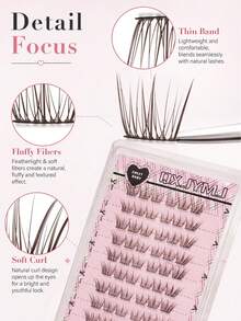 60pcs Self-Adhesive False Eyelashes - Fluffy Individual Lashes, Natural & Realistic, Fishscale Segmented Lashes, C-Curl Clustered Lashes, Thick Type, Suitable For Beginners, False Lash Clusters, Individual False Lashes - View 2