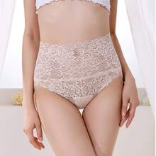 Set de 4 Piezas Bragas de Encaje Cintura Alta para Mujer, Cómodas y Transpirables, Ropa Interior de Ajuste Suave para Uso Diario - 4 Colores Mix - Ver 4