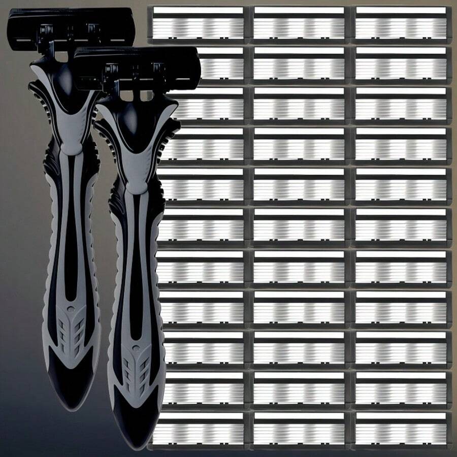 6-Layer Manual Shaving Razor With Trimmer, Replaceable Blades & Razor Holder, Men & Women Facial & Body Hair Removal Tool, Daily Grooming Essential, Ideal Personal Care Gift, Face Razor, Wax Hair Removal, Shaver For Women, Depilador Facial - Multicolor - View 1