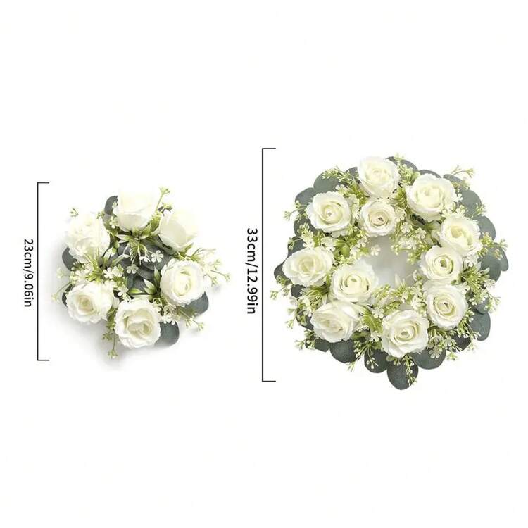 de flores artificiales de rosas de 23/33cm, flores falsas de seda con hojas de eucalipto para decoración de boda en el hogar, accesorios de regalos DVEO - Champán - Añade 8
