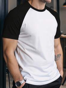 Men's Loose Raglan Sleeve Round Neck Short Sleeve T-Shirt, Summer - White - View 5
