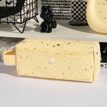 1 pieza Estuche para lápices con forma de estrella con brillo, diseño minimalista de doble capa con asa, adecuado para artículos de papelería y útiles escolares - Estrella brillante - Ver 10