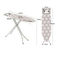 Baroni Home Asse da Stiro con Poggiaferro Regolabile in Altezza, Asse da Stiro Salvaspazio con Cover in Cotone, Tavola da Stiro in Metallo Pieghevole 113x30x78 cm, Pois Bianchi - Pois Bianco - Visualizzare 2