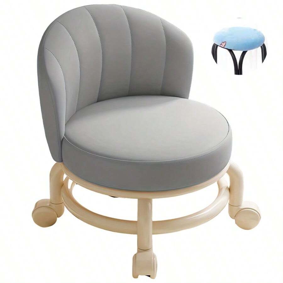Shoe-Changing Stool, Low Stool, Living Room Stool, Outdoor Small Stool, Cleaning Stool, Wheeled Stool, Modern Home Decor - Gray - View 1
