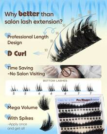 CORUSCATE Lash Clusters Dramatic Cluster Eyelash Extensions Spikes Lashes Cluster With Bottom Lashes Mink Strip Individual Lashes Mega Spikes Full Eyelash Clusters Pre Mapped Cat Eye Lash Extension - MàuB - Xem 4