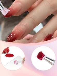 100pcs Soft Gradient Nail Sponges, White Nail Sponges With Grabbing Pen, Acrylic Palette For Gradient Arc Brushing, Suitable For Salon And Home Use - Multicolor - View 4