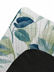 1pc Tropical Leaf Print Milk Silk Beach Chair Cover, Removable & Washable Elastic Beach Chair Slipcover, Protective Cover For Pool, Beach - Multicolor - View 3