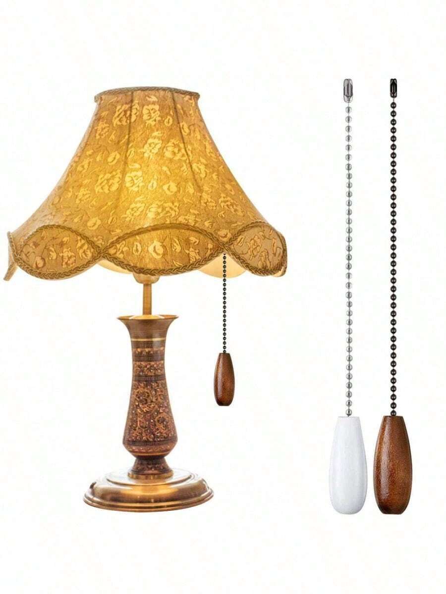 4pcs/2pcs Rantai Tarik Kipas Langit-langit Gaya Bohemian, Ekstensi Liontin Dekoratif, Kipas Langit-langit 12 Inci dengan Rumbai Manik-manik dan Konektor - A - View 1