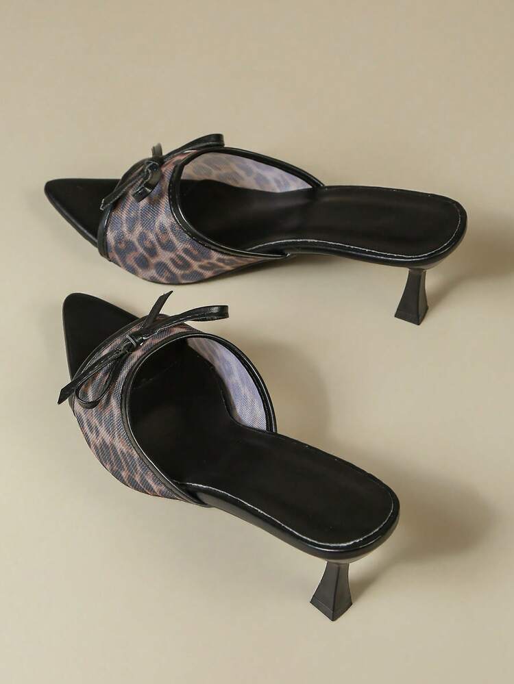 1 đôi sandal cao gót nữ mùa hè màu xám họa tiết da báo, chất liệu ren lưới, mũi nhọn, thanh lịch, phù hợp cho các dịp thường ngày, dự tiệc, mua sắm. - Xám - Xem 7