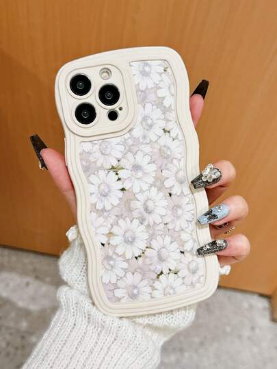 Funda protectora de TPU con patrón de margaritas blancas vintage, a prueba de golpes y de cobertura completa para teléfonos 7/8/X/Xs/Xr/Xs Max/11/12/13/14/15/16 Pro Max