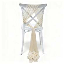 10pcs Sheer Chiffon Chair Sashes, Elegant Chair Back Drapes For Wedding, Party, Banquet, Reception & Event Decor - 香檳色 - 查看 2