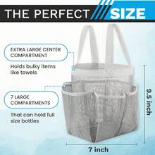 Handy Laundry Mesh Shower Caddy U2013 7 Pocket Portable Organizer Tote For College Dorm, Gym, Travel &Amp; Bathroom U2013 Quick Dry, Collapsible, Lightweight Shower Bag With Handle (Gray) - MàuF - Xem 3