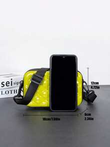 Bolso bandolera mini de rombo, bolso de hombro casual y versátil de cáscara dura resistente al agua de PVC para hombres - Amarillo - Ver 6
