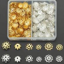 80pcs/160pcs Assorted Hollow Flower Bead Caps, Alloy End Caps Set, Suitable For DIY Jewelry Making Accessories, Bracelets, Necklaces, Earrings, Handmade Craft Supplies - Alloy Flower Holder - View 1