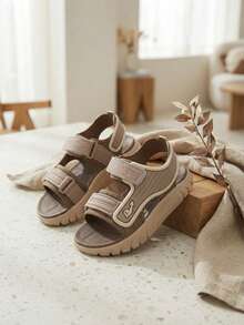1 par de sandalias deportivas planas unisex, sandalias deportivas a rayas de bloques de color para niños, sandalias para niños con suela suave antideslizante, ajustables y de fácil puesta y quitado, adecuadas para niñas y niños para uso diario en la escuela, salidas de fin de semana, actividades al aire libre, eventos familiares, vacaciones en la playa - Multicolor - Ver 3