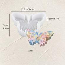 3D Butterfly Candle Mold With Embossed Pattern, Monarch Butterfly Aromatherapy Diffuser DIY Plaster Ornament Silicone Mold - White - View 2