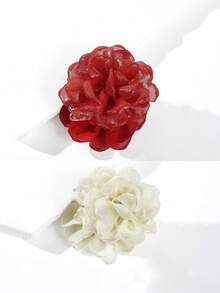 1pc/2pcs 5cm/1.96in Small Size Solid Color Shiny Glitter Flower Hair Claw Clips, Suitable For Thin Hair, Versatile For Daily Wear, Party And Event Styling Summer Hair Accessories Hair Clips Beach Hair Clutch - Multicolor - View 14