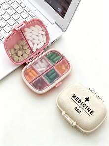 Kotak Penyimpanan Obat Portabel Warna Beige & Pink dengan Segel - Mudah Dibawa di Saku, Tas Tangan, dan Dompet. Penting untuk Obat Harian dan Perjalanan Bisnis. Dirancang dengan 8 Kompartemen. - MultiWarna - View 7
