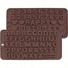 2 Pieces Silicone Chocolate Alphabet And Number Mold, Non-Stick And Easy To Demold, Ideal For Cake Decoration, Birthday Parties, And Valentine's Day. - Chocolate Brown - View 2