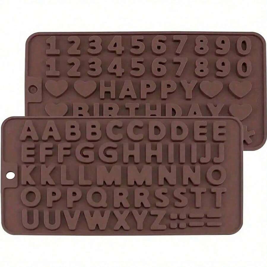 2 Pieces Silicone Chocolate Alphabet And Number Mold, Non-Stick And Easy To Demold, Ideal For Cake Decoration, Birthday Parties, And Valentine's Day.