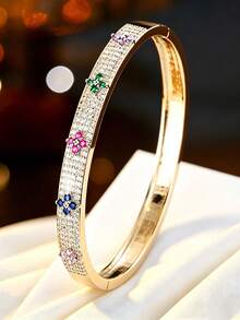 1 pieza Brazalete de lujo con patrón floral multicolor, adecuado para el uso diario y citas - pulsera - Ver 10