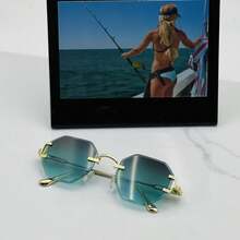 Fashionable Rimless Edged High-End Glasses, Personalized Metal Frame, Suitable For Daily Wear, Travel, Driving, Street Photography, Parties, Vintage, Casual, All Seasons - Multicolor - View 4