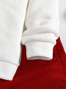 2pcs Baby Boy Letter Print Crew Neck Long Sleeve Warm Sweatshirt And Pants Set - White - View 5