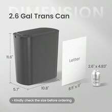 Cesun Bote de basura automático con sensor de movimiento para baño con tapa cubeta de basura sin contacto de 2.6 galones cubeta de basura delgado de plástico inteligente pequeño gris para inodoro - Gris - Ver 3